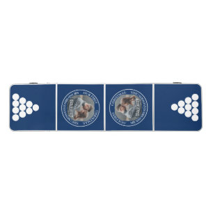 Chic Romantic Circle Photos Names Date Wedding Beer Pong Table