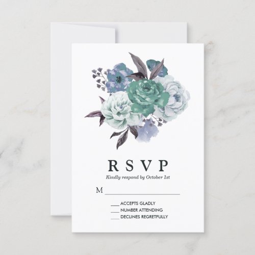 Chic Romantic Floral Watercolor Spring Wedding RSVP Card - ABOUT THIS DESIGN. Chic Romantic Floral Watercolor Spring Wedding Invitation Template by Eugene_Designs.