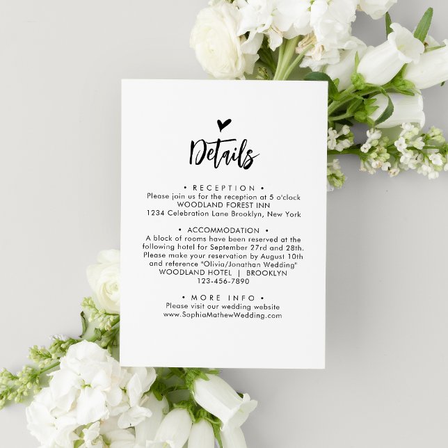 Chic Romantic Lovely Heart Script Monogram Wedding Enclosure Card (Creator Uploaded)