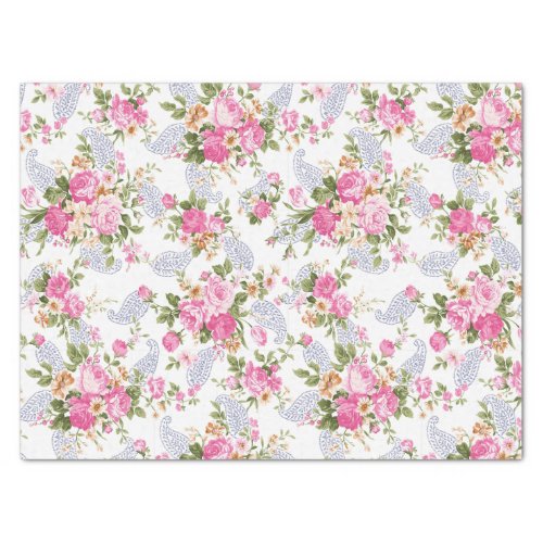 Chic Romantic Pink Roses Botanical Floral Tissue Paper