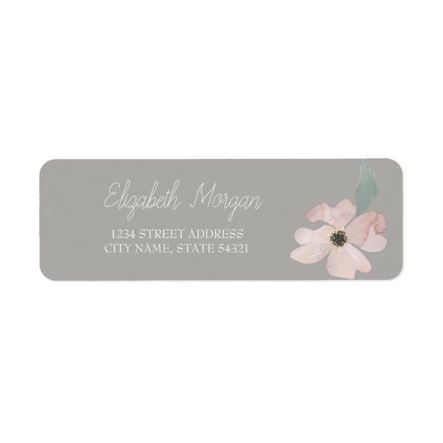 Chic Romantic Watercolor Flower   Address Label (Front)