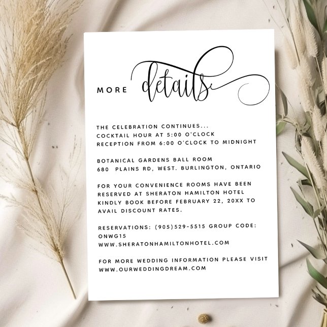 Chic, Romantic Wedding Guest Information Details Enclosure Card (Creator Uploaded)