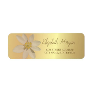 Chic Romantic White Daisy Gold Address Label