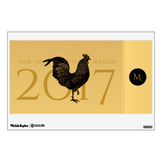 Chic Rooster Chinese New Year 2017 Monogram Wall D Wall Decal (Front)