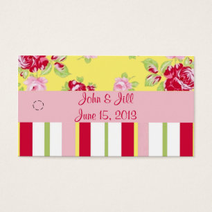 Chic Rose And Stripes Wedding Favor Tag