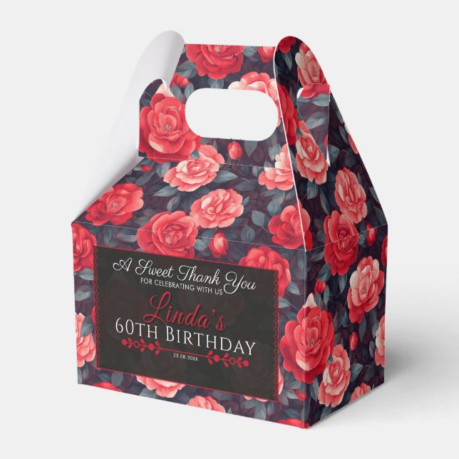 Chic Rose Birthday Favor Box For Small Goodies (Front Side)