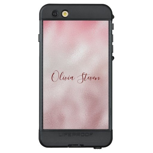 Chic rose blush holographic monogram LifeProof NÜÜD iPhone 6s plus case