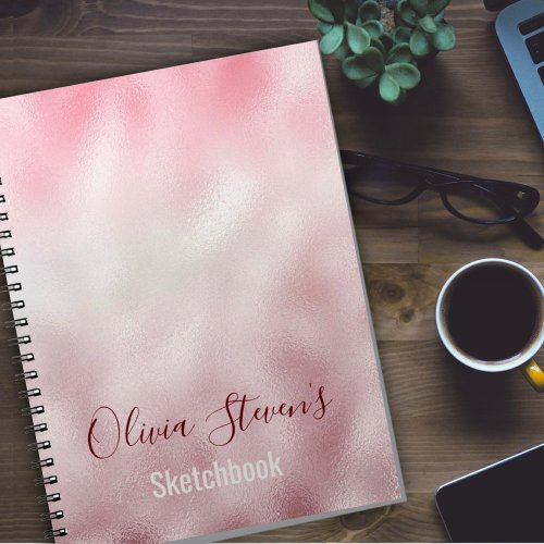 Chic rose blush holographic monogram notebo notebook