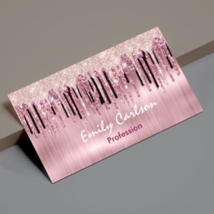 Chic rose blush pink dripping business card magnet