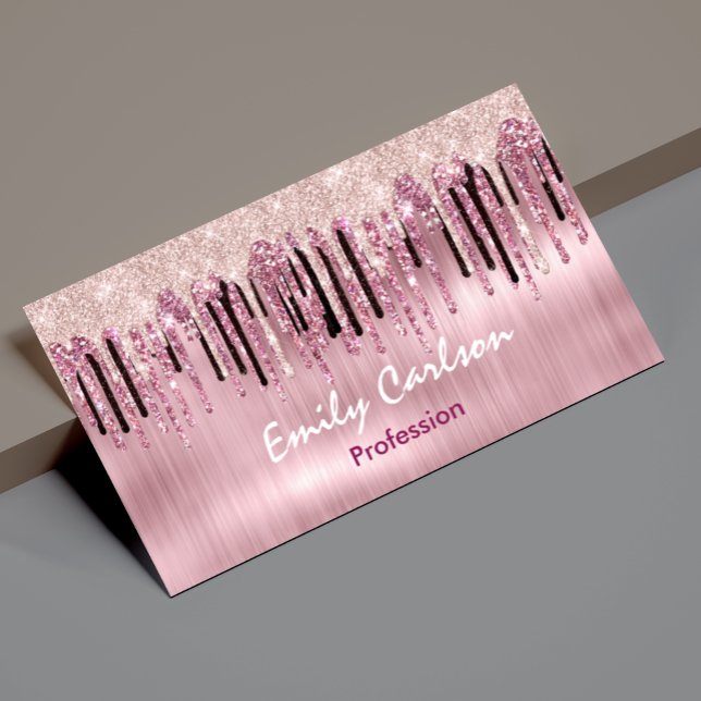 Chic rose blush pink dripping business card magnet (Creator Uploaded)