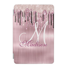 Chic rose blush pink dripping monogram iPad mini cover