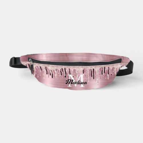 Chic rose blush pink dripping monogram printed fanny pack