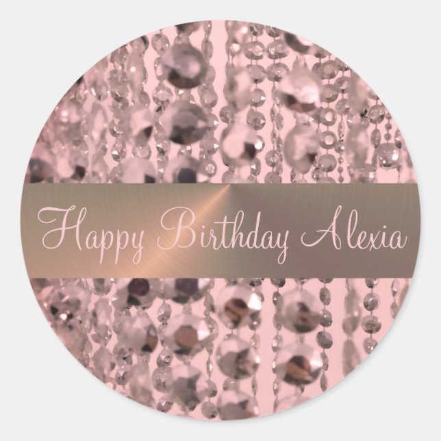 Chic Rose Blush Stringed Beads            Classic Round Sticker (Front)