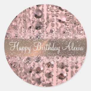 Chic Rose Blush Stringed Beads            Classic  Round Sticker