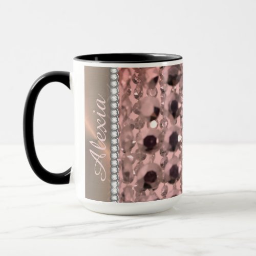 Chic Rose Blush Stringed Beads  Personalized      Mug