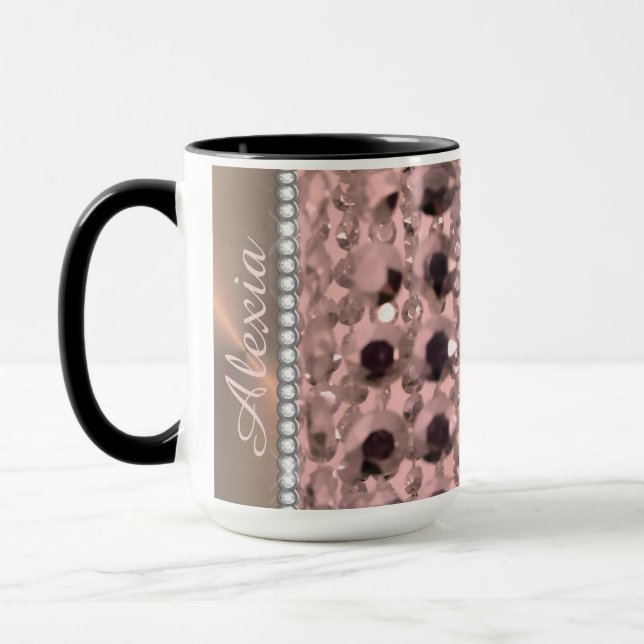 Chic Rose Blush Stringed Beads  Personalized      Mug (Left)