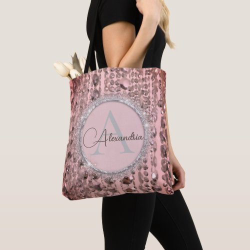 Chic Rose Blush Stringed Beads Tote Bag