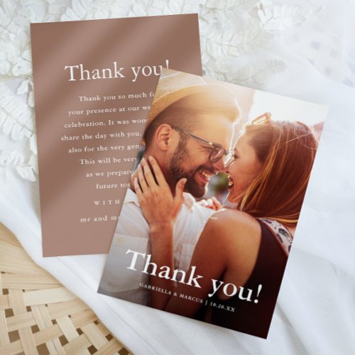 Chic Rose Blush Wedding Photo Thank You Message 