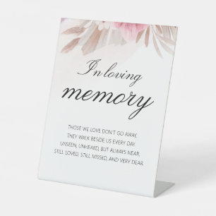 Chic Rose Champagne Memorial Wedding Pedestal Sign
