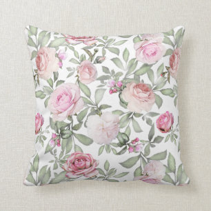 Chic Rose Floral All-Over Pattern Throw Pillow