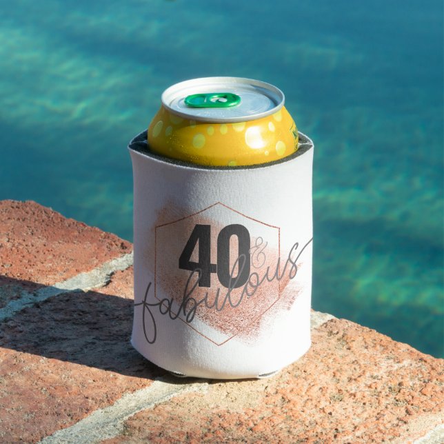 Chic Rose Gold 40 & Fabulous Birthday Blush Paint Can Cooler (In Situ Pool)