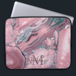 Chic Rose Gold Agate Geode Sparkle Monogram Laptop Sleeve<br><div class="desc">Chic Rose Gold Agate Geode Sparkle Monogram Laptop Sleeve with marble swirls of teal,  turquoise,  rose gold,  and mauve plum,  along with the sparkle of faux glitter sprinkled on top. Add your initial for a truly custom design. Perfect for your chic aesthetic.</div>