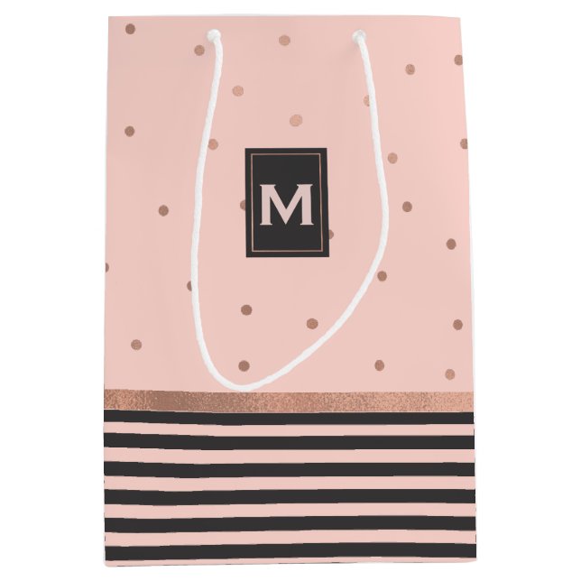 Chic Rose Gold and Gray Gift Bag (Front)