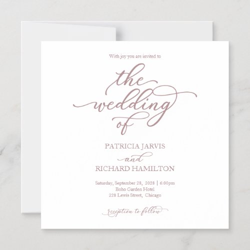 Chic Rose Gold and White Wedding Invitations