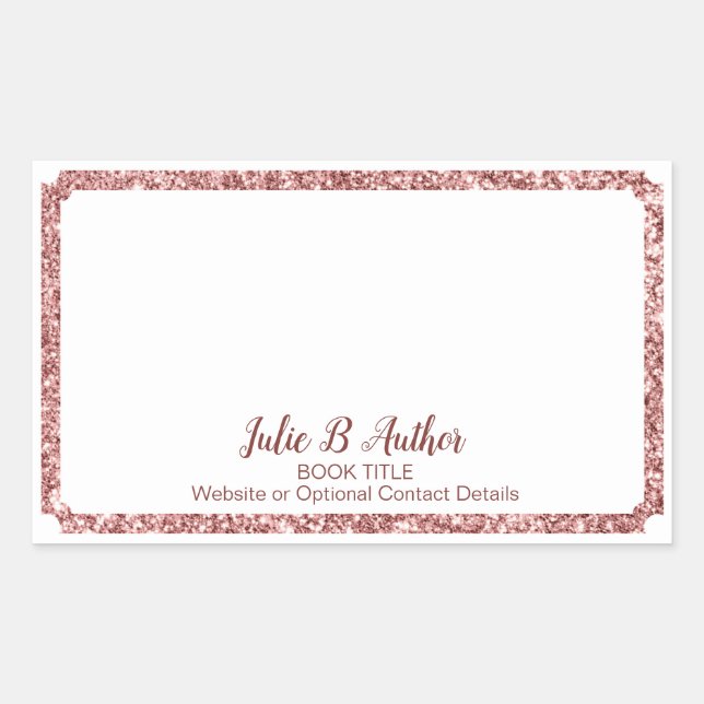 Chic Rose Gold Author Book Signing Plate Rectangular Sticker (Front)
