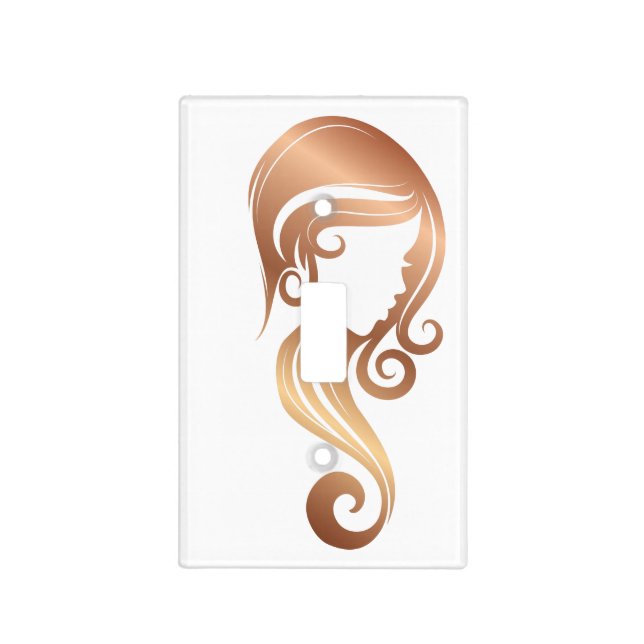 Chic Rose Gold Beauty Girl Hair & Makeup Salon Light Switch Cover (Front)