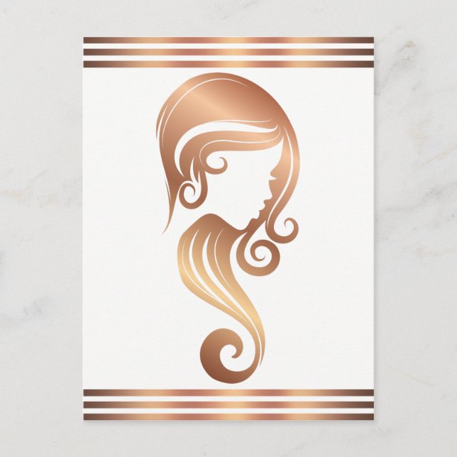 Chic Rose Gold Beauty Girl Hair & Makeup Salon Postcard (Front)