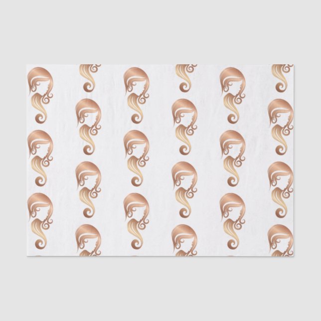 Chic Rose Gold Beauty Girl Hair & Makeup Salon Tissue Paper (Front)