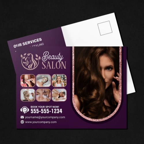 Chic Rose Gold Beauty Spa Hair Nail Makeup Salon Postcard