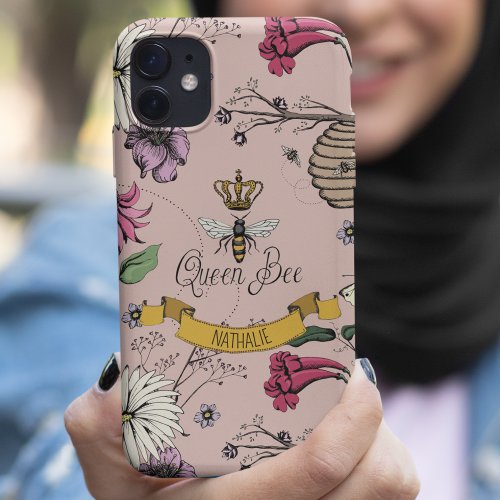 Chic Rose Gold Black  Gold Queen Bee  Crown iPhone 11 Case