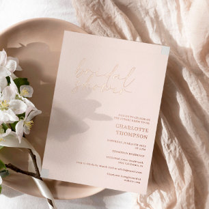 Chic rose gold blush casual script bridal shower  foil invitation