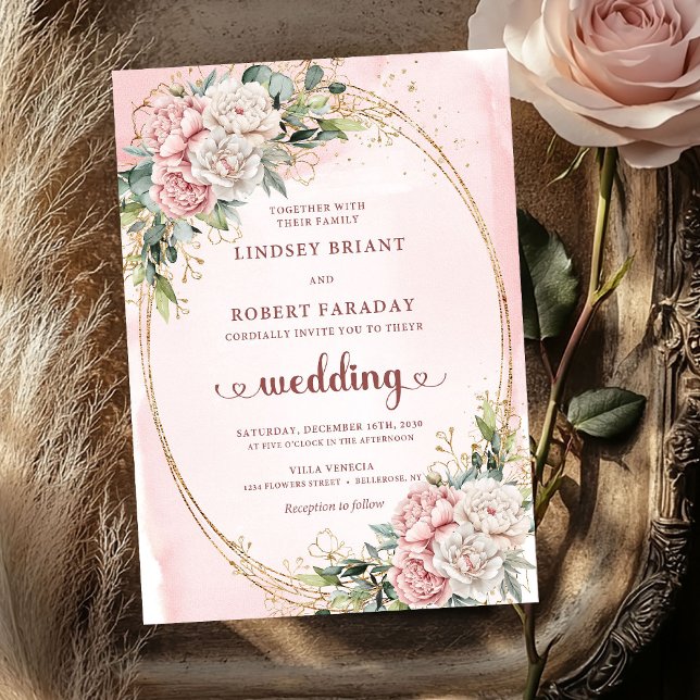 Chic Rose Gold Blush Floral Eucalyptus Wedding   Invitation (Chic Rose Gold Blush Floral Eucalyptus Wedding Invitation

)