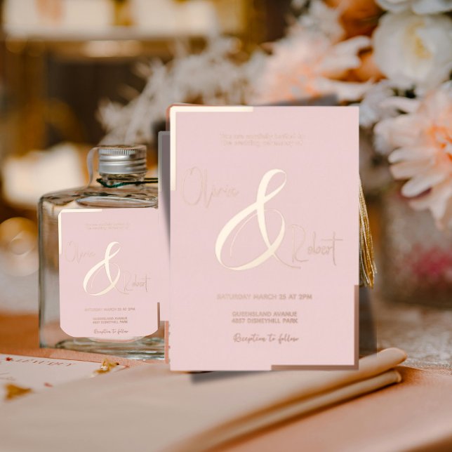 Chic Rose Gold Blush Foil Wedding Invitation Card  (Creator Uploaded)