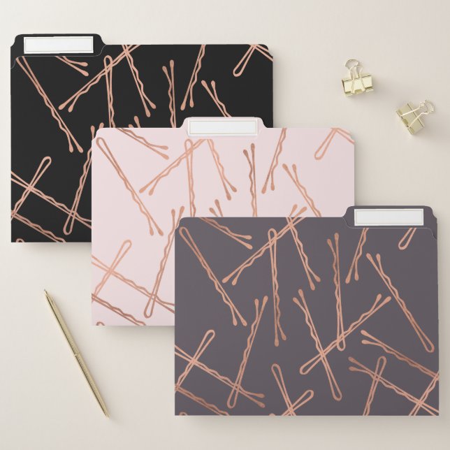 Chic Rose Gold Bobby Pins File Folder (Set)