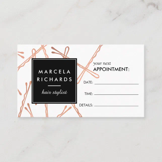 Chic Rose Gold Bobby Pins Hair Salon Appointment Zazzle