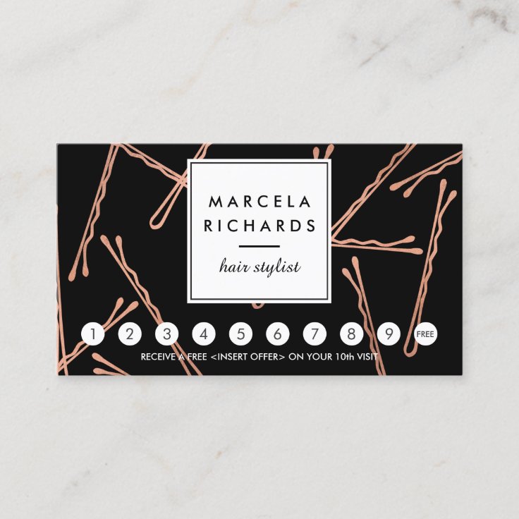 Chic Rose Gold Bobby Pins Hair Salon Black Loyalty Zazzle