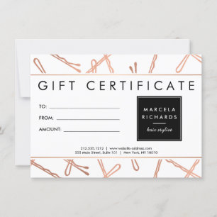 Chic Rose Gold Bobby Pins Hair Stylist Gift Card