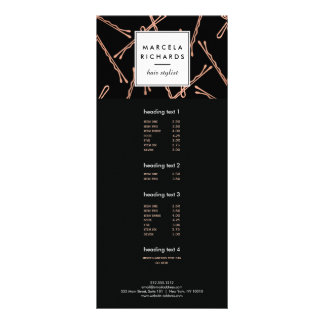 Chic Rose Gold Bobby Pins Hair Stylist Salon Black Rack Card