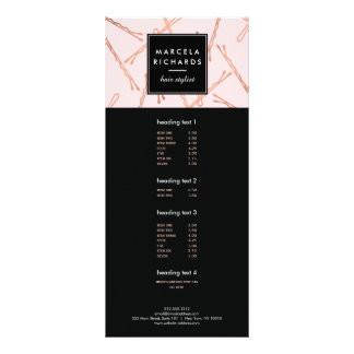 Chic Rose Gold Bobby Pins Hair Stylist Salon Pink Rack Card