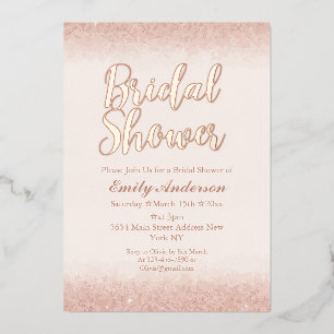 Chic Rose Gold Bridal Shower Foil Invitation