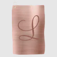 Rose Gold Glitter Diamonds on Black Monogram Golf Towel, Zazzle