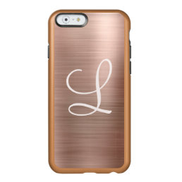 Chic Rose Gold Brushed Metal Pink Monogram Incipio Feather Shine iPhone 6 Case