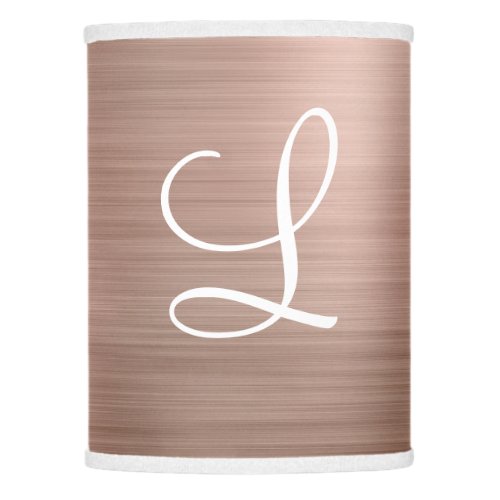 Chic Rose Gold Brushed Metal Pink Monogram Lamp Shade