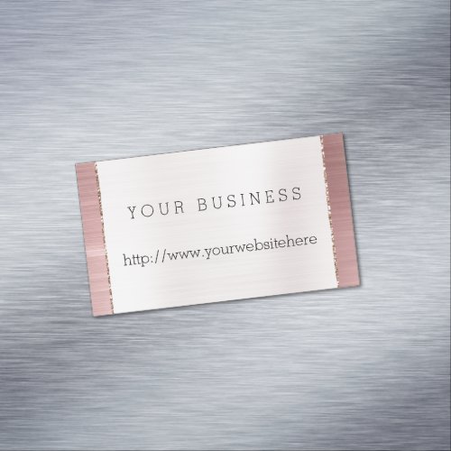 Chic Rose Gold Business Card Magnet