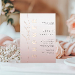 Chic  Rose Gold Calligraphy Bridal Shower  Foil Invitation