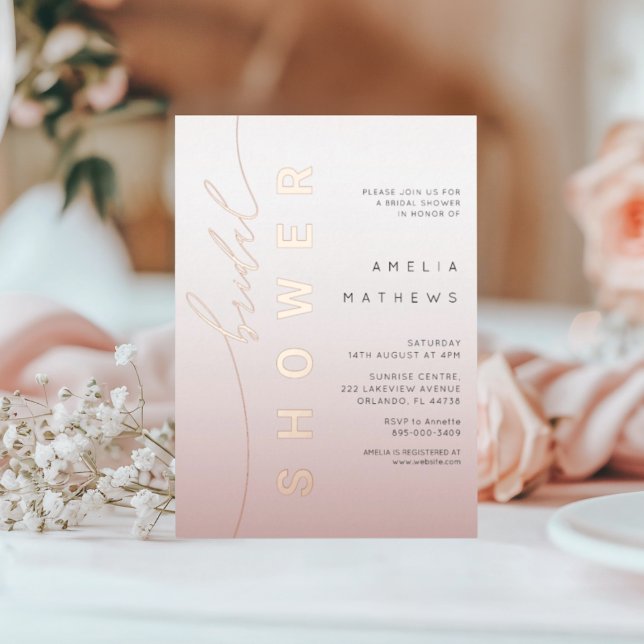 Chic  Rose Gold Calligraphy Bridal Shower  Foil Invitation (Creator Uploaded)